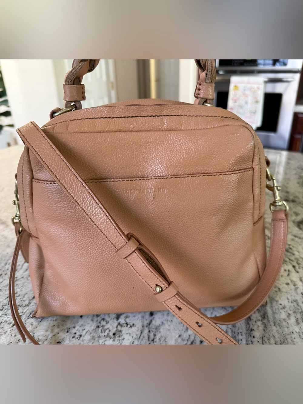 Lucky Brand Leather Purse 3-way Crossbody Shoulder  Pebbled Leather Handbag